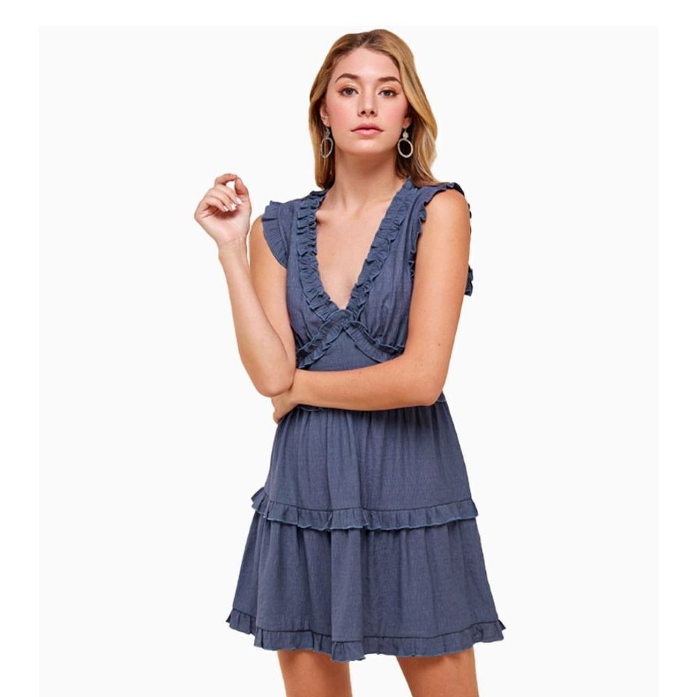 PINCH V-neck ruffle Denise dress Medium